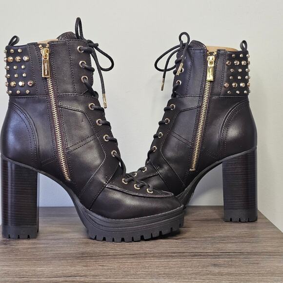 Michael Michael Kors Women's Yvonne Studded Leather Boot Size 9 Chocolate NWT - Picture 2 of 8